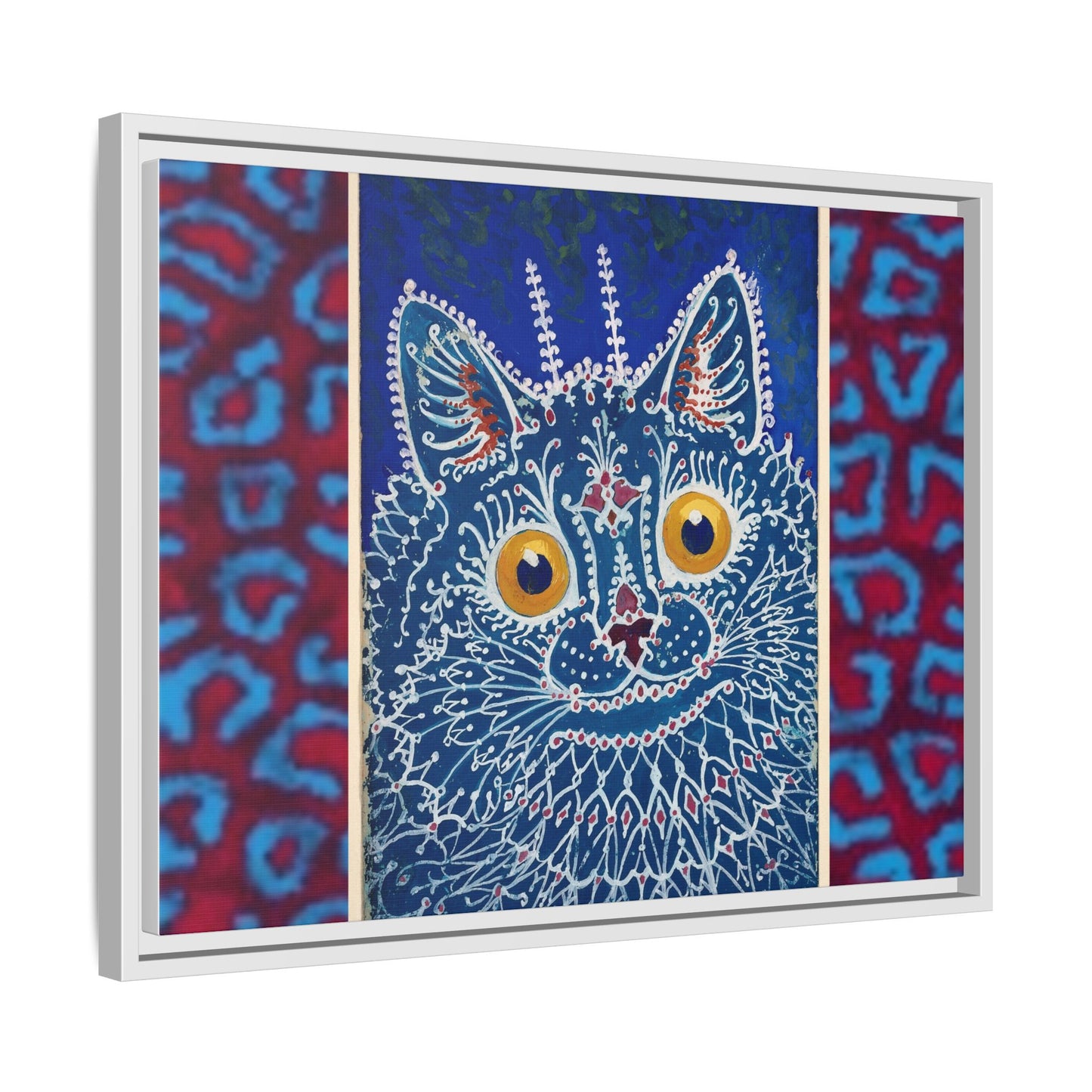 Colorful Cat Framed Matte Canvas Art - Whimsical Home Decor