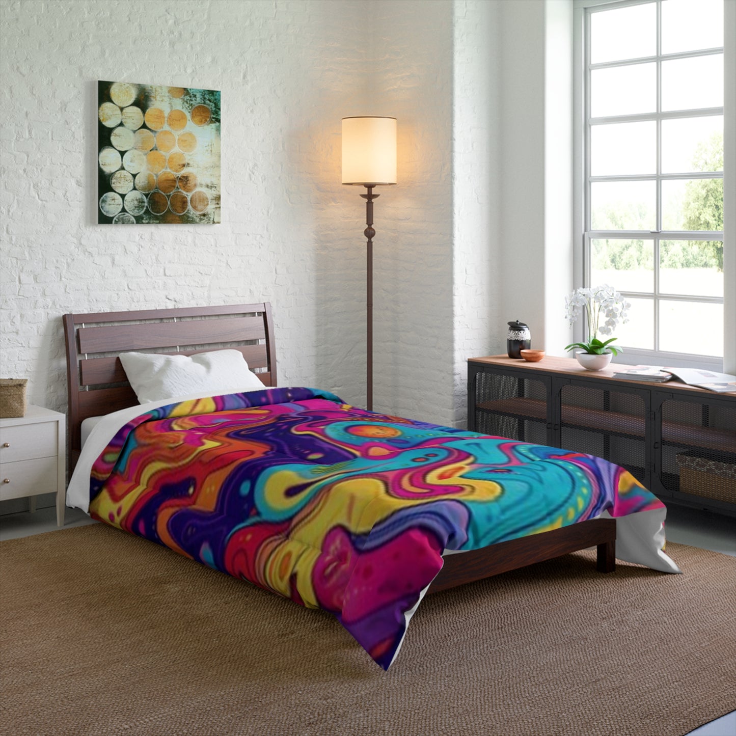 Colorful Psychedelic Comforter - Vibrant Bohemian Bedding for a Cozy Home
