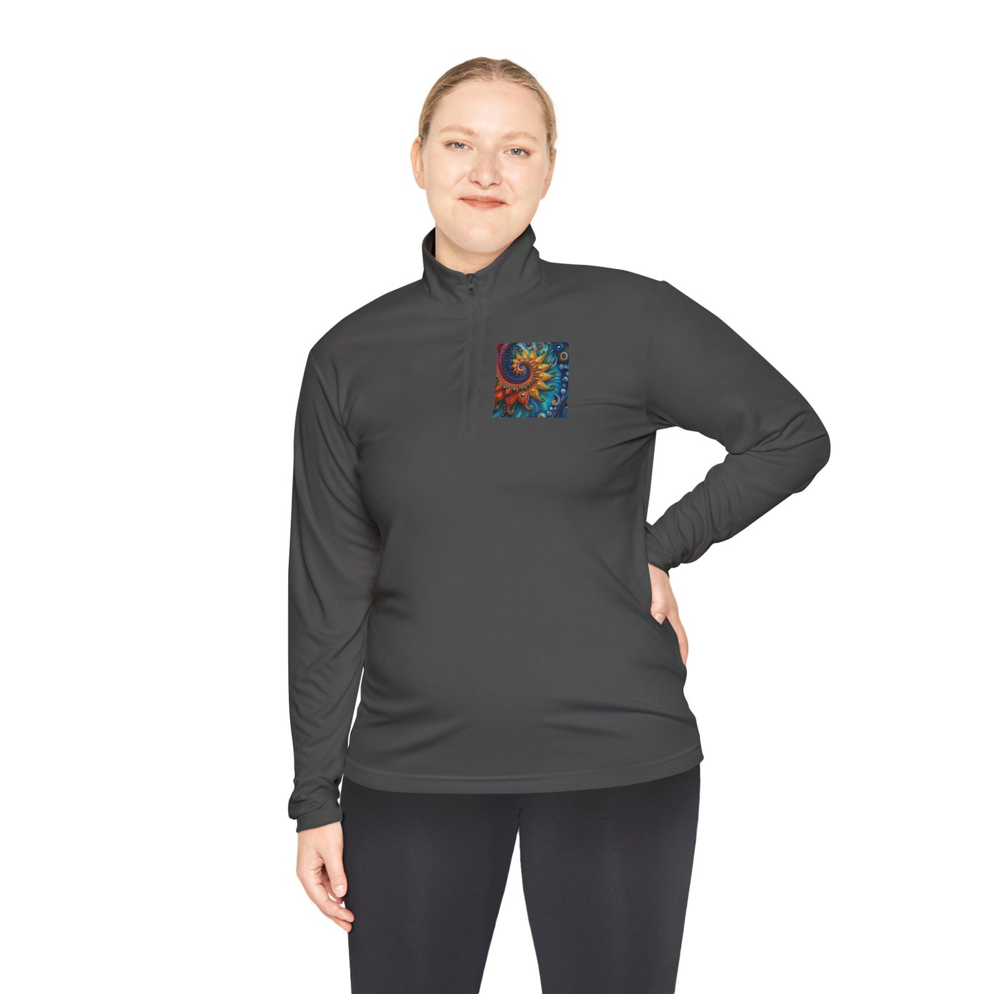 Quarter-Zip Pullover Women's face with hat with flowers