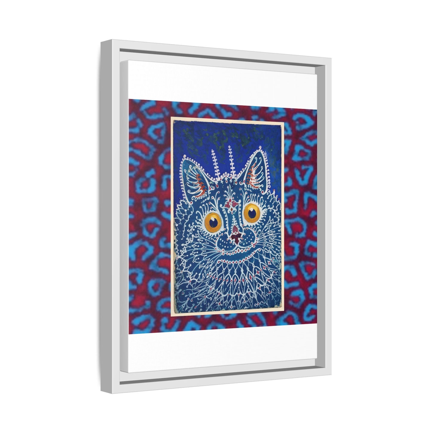 Colorful Cat Framed Matte Canvas Art - Whimsical Home Decor