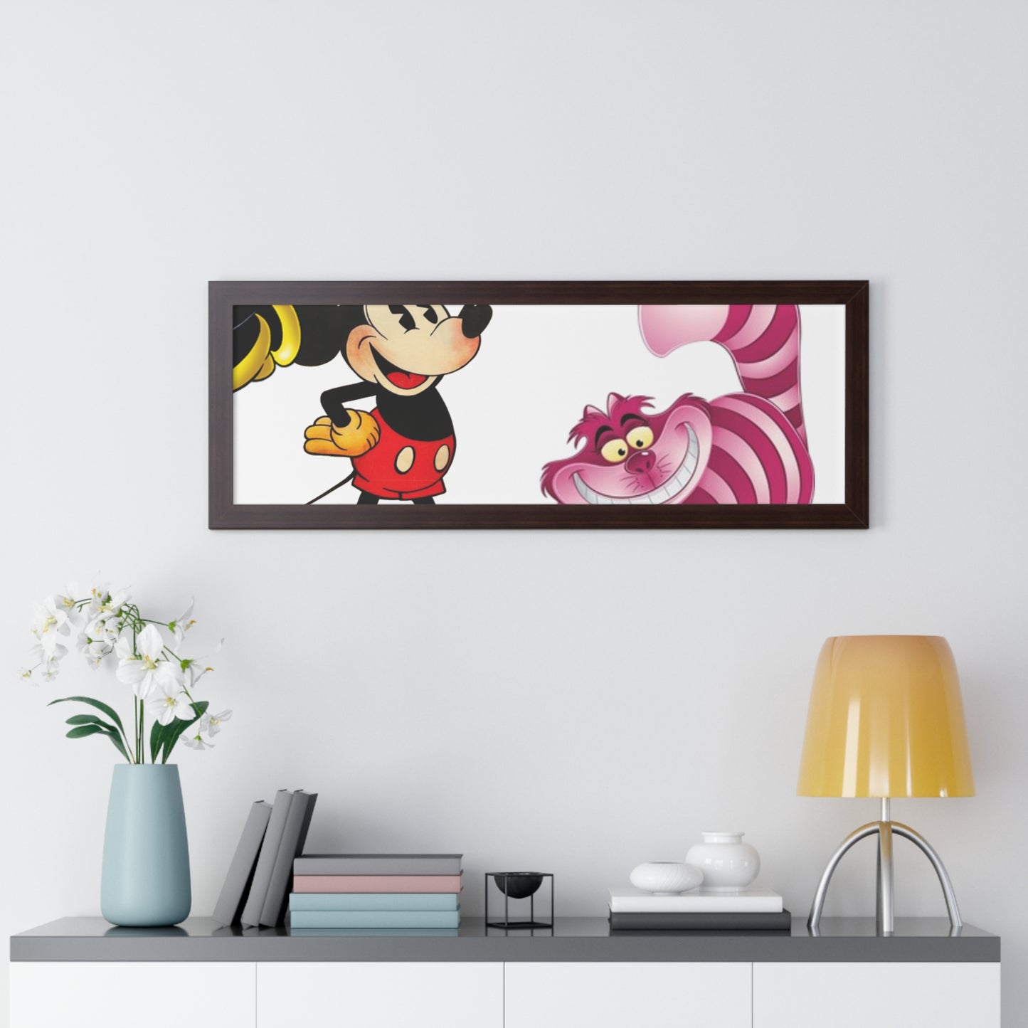 Framed Horizontal Poster Mickey Mouse & Cheshire Cat