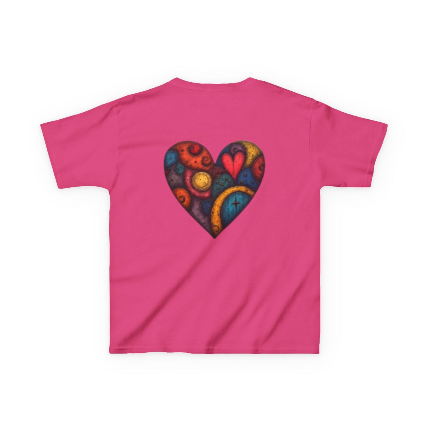 Children with Cats & Heart Kids Heavy Cotton T-shirt Looking Fabulous!