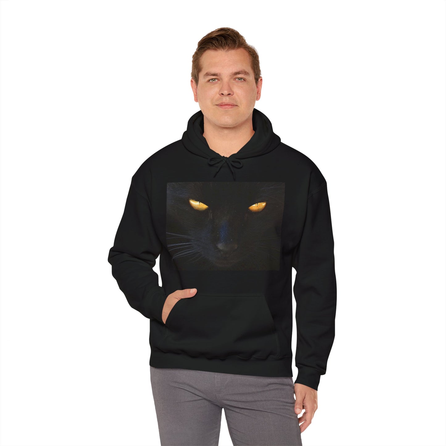 Sudadera con capucha con cara de gato negro