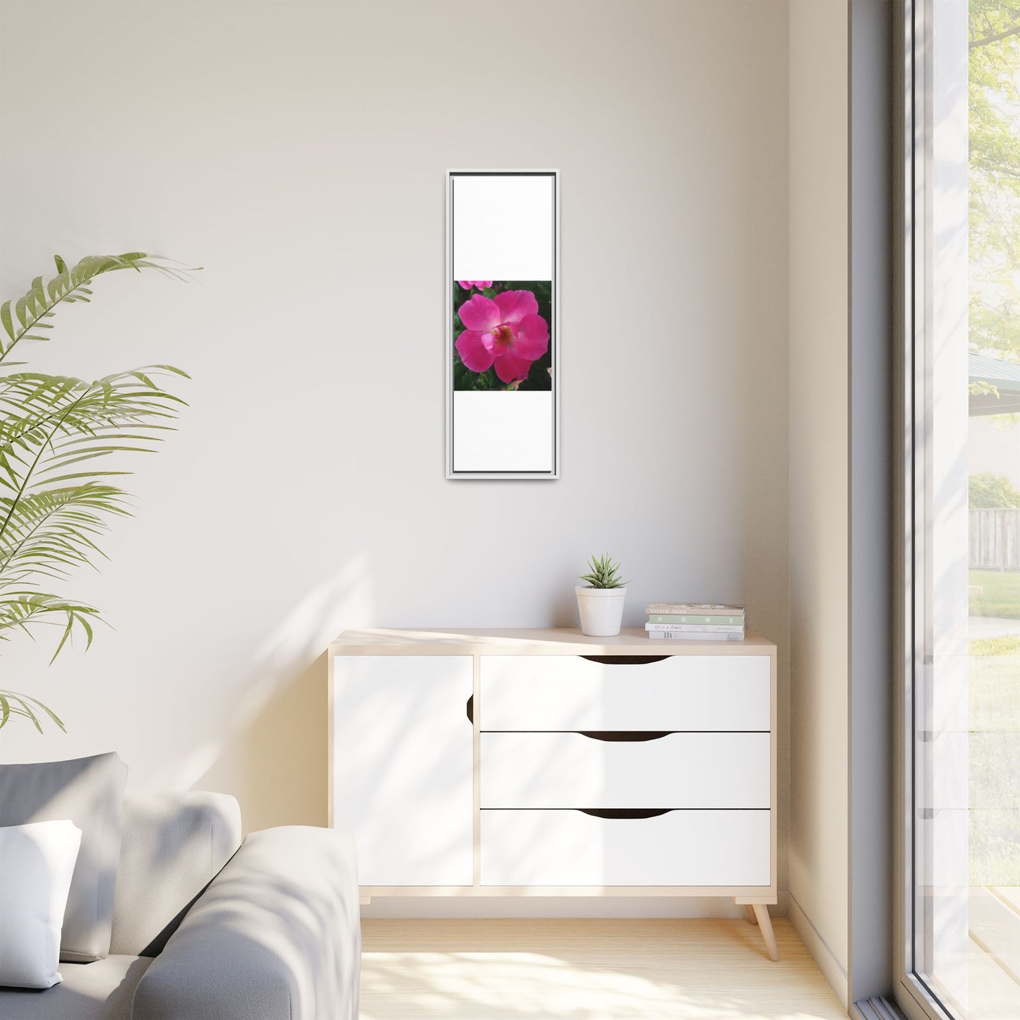 Framed Floral Canvas Art Print | Vibrant Pink Flower Decor, Wall Art for Home, Gift for Her, Mother's Day, Birthday