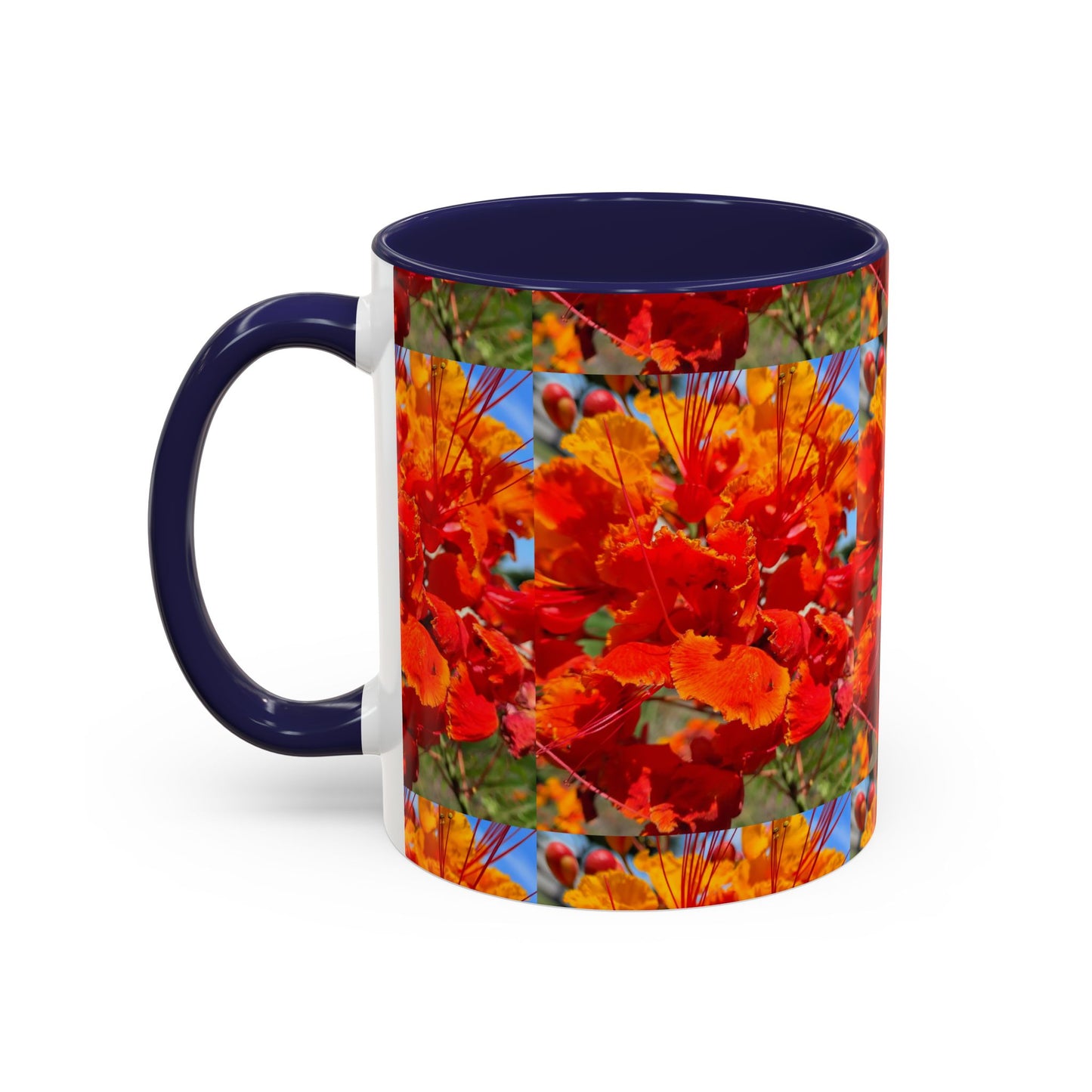 Orange Flowers Accent Coffee Mug 11 oz Great for Coffee Tea Milk Water Juice Ice Cream Soup