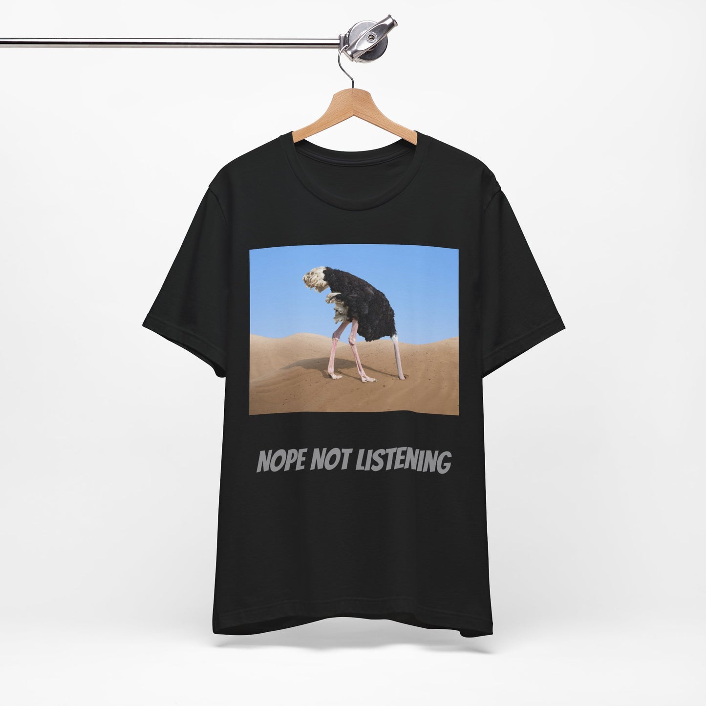 Camiseta avestruz no, no escucho