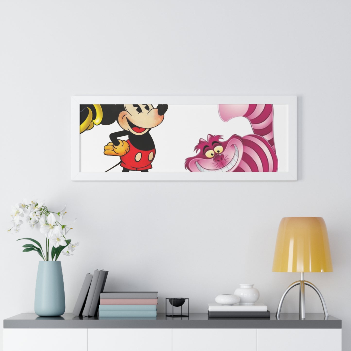 Framed Horizontal Poster Mickey Mouse & Cheshire Cat