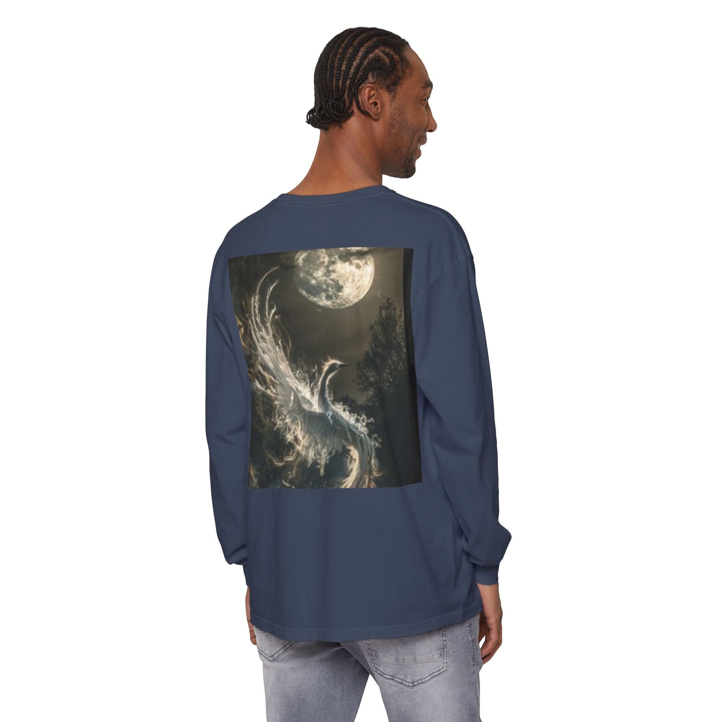 T-shirt mystique à manches longues | Motif magicien céleste et phénix 