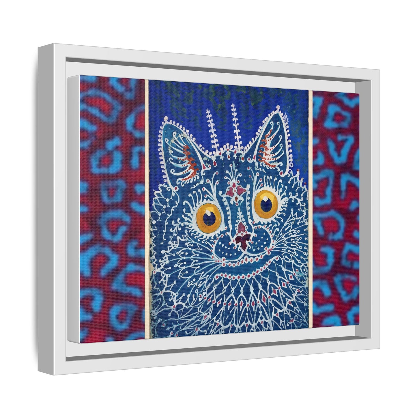 Colorful Cat Framed Matte Canvas Art - Whimsical Home Decor