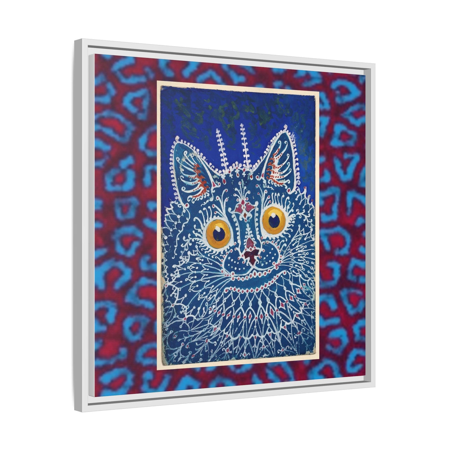 Colorful Cat Framed Matte Canvas Art - Whimsical Home Decor