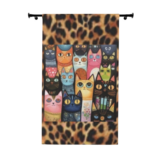 Colorful Cat Window Curtains - Whimsical Home Decor for Cat Lovers