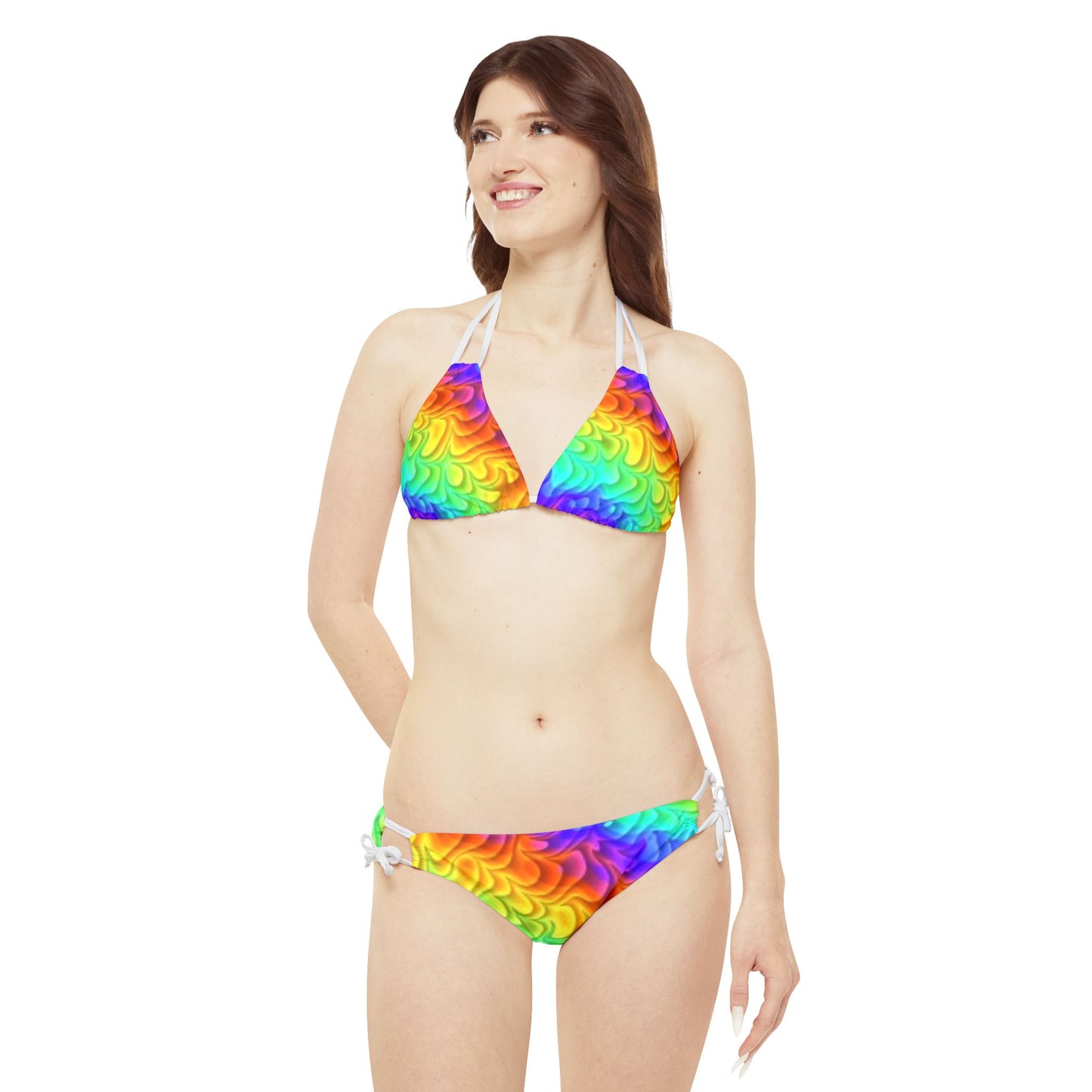Conjunto de bikini de tiras multicolor chic en Daughin Island, Alabama 
