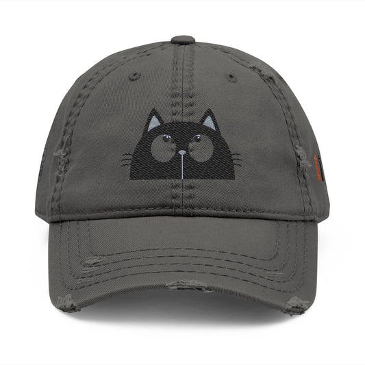 Distressed Cat Dad Hat - Embroidered, Casual Style for Cat Lovers