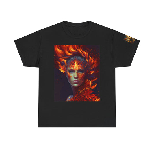 Camiseta unisex de algodón grueso: arte fantástico y ardiente para almas creativas 