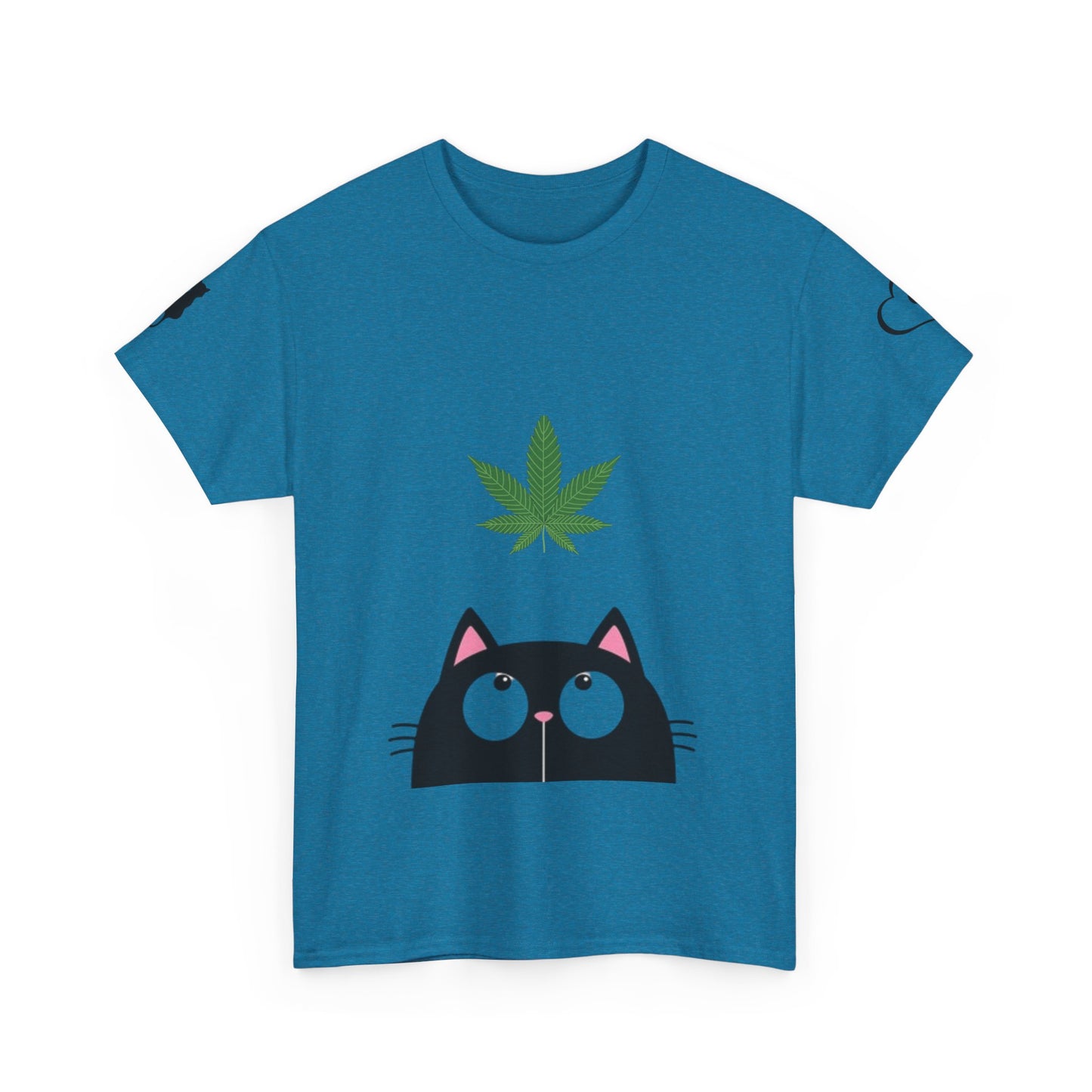 Funny Cat Looking at Marijuana Leaf  " I Love this T-shirt"