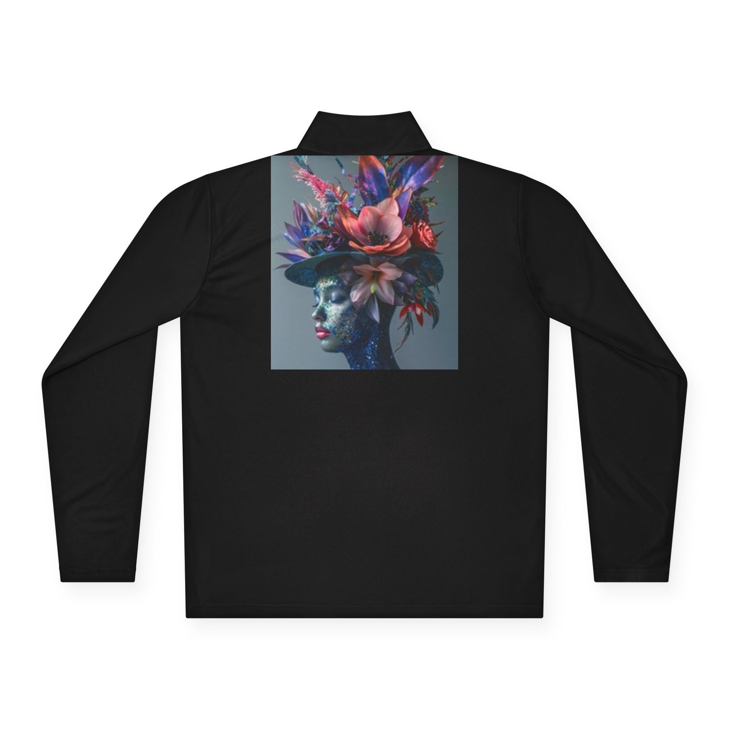 Quarter-Zip Pullover Women's face with hat with flowers