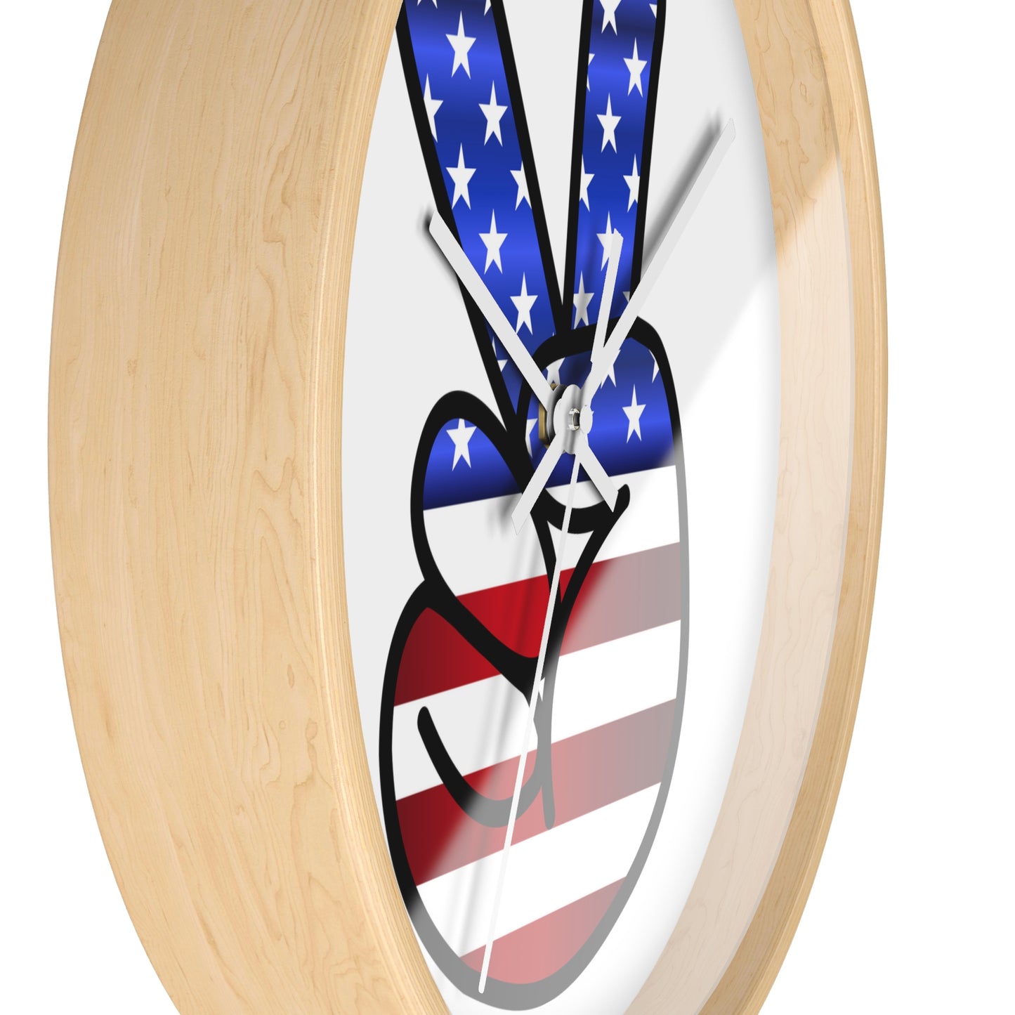 Wall Clock Red White Blue Peace Sign
