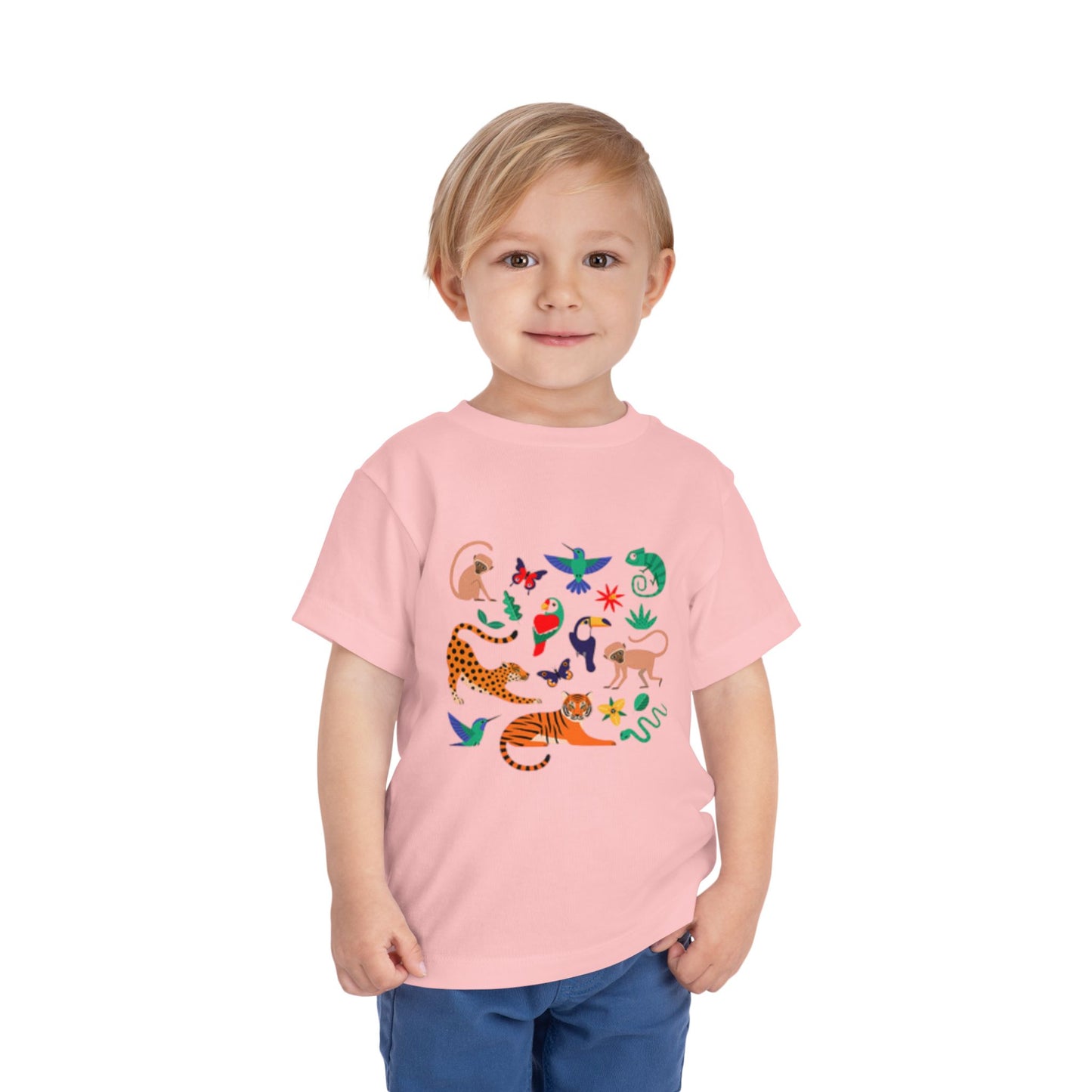 Wildlife Adventure Toddler Short Sleeve Tee - Fun Black Animal Print Shirt