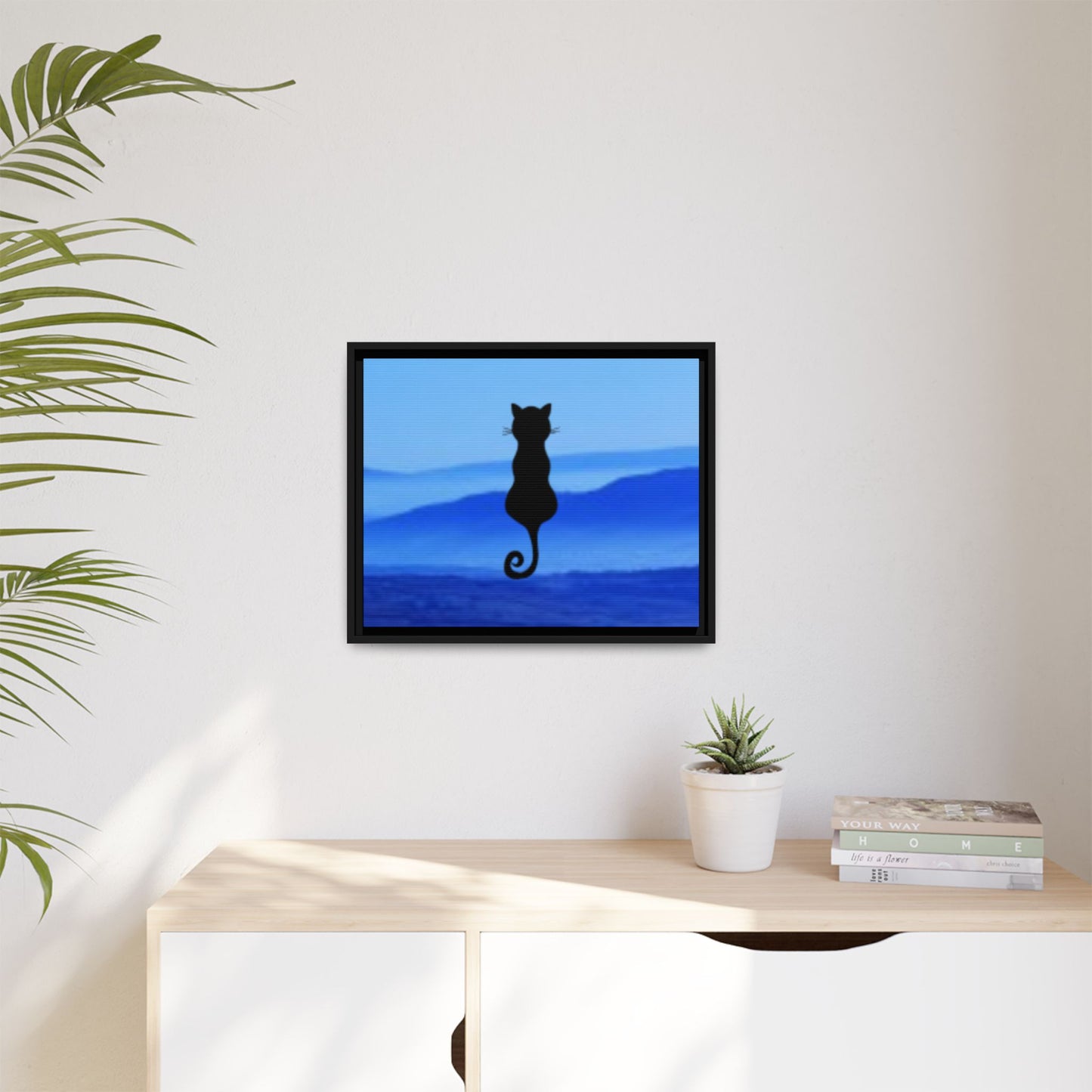 Framed Cat Silhouette Art Print, Wall Decor, Cat Lover Gift, Home Office Art, Pet Memorial