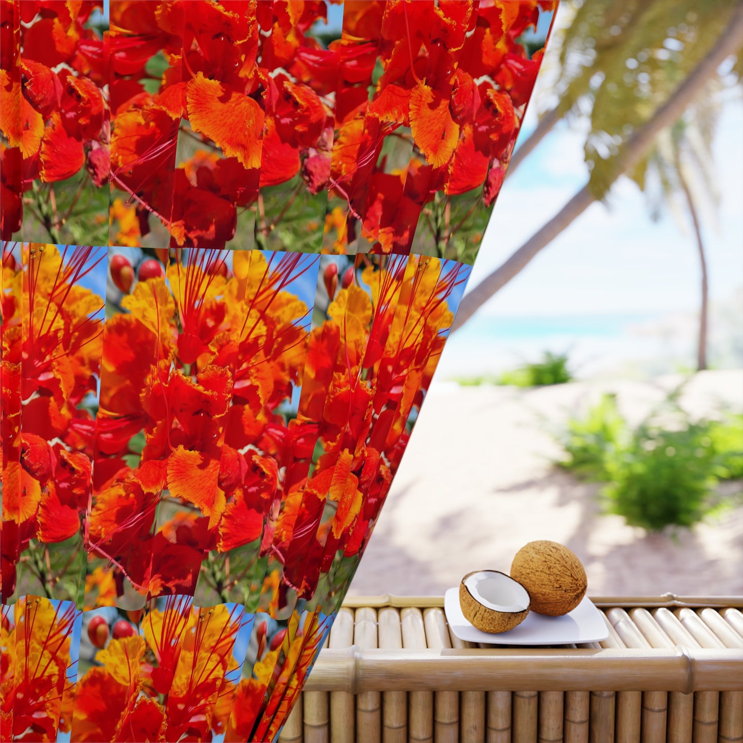 Vibrant Orang Flowers Window Curtains (1 Piece) Looks Wonderful in Kitchen