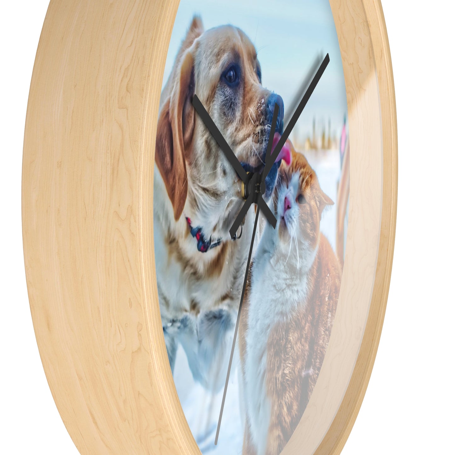 Wall Clock Dog Cat Great Buddies