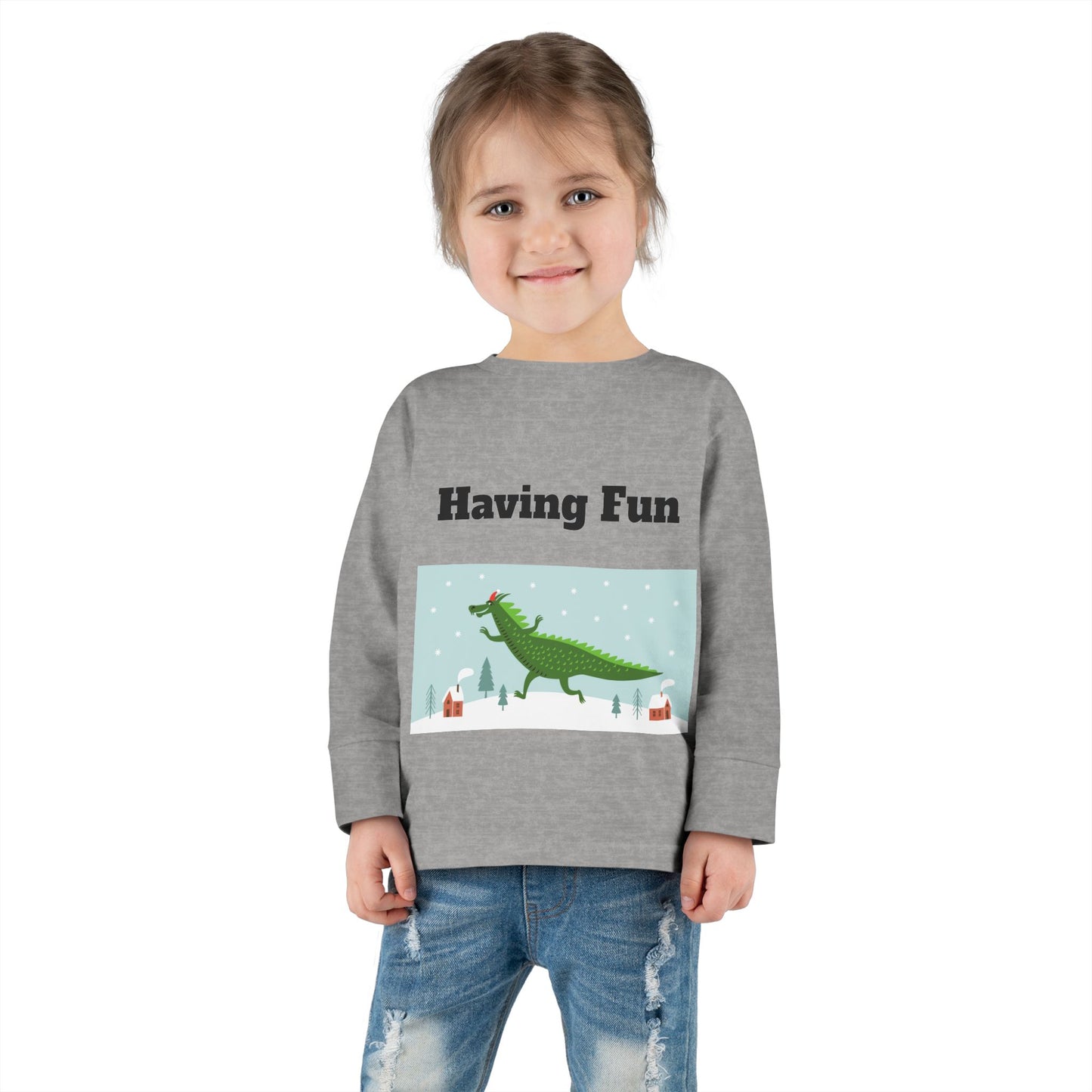 Camiseta de manga larga para niños pequeños Dinosaurio divirtiéndose