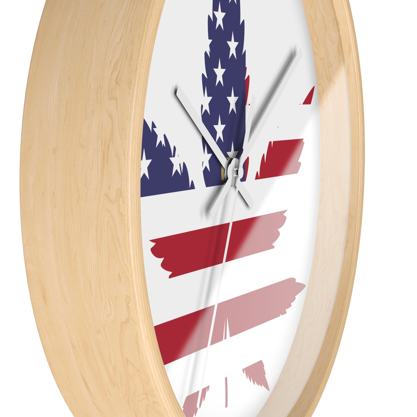Wall clock Red White Blue Marijuana Leaf