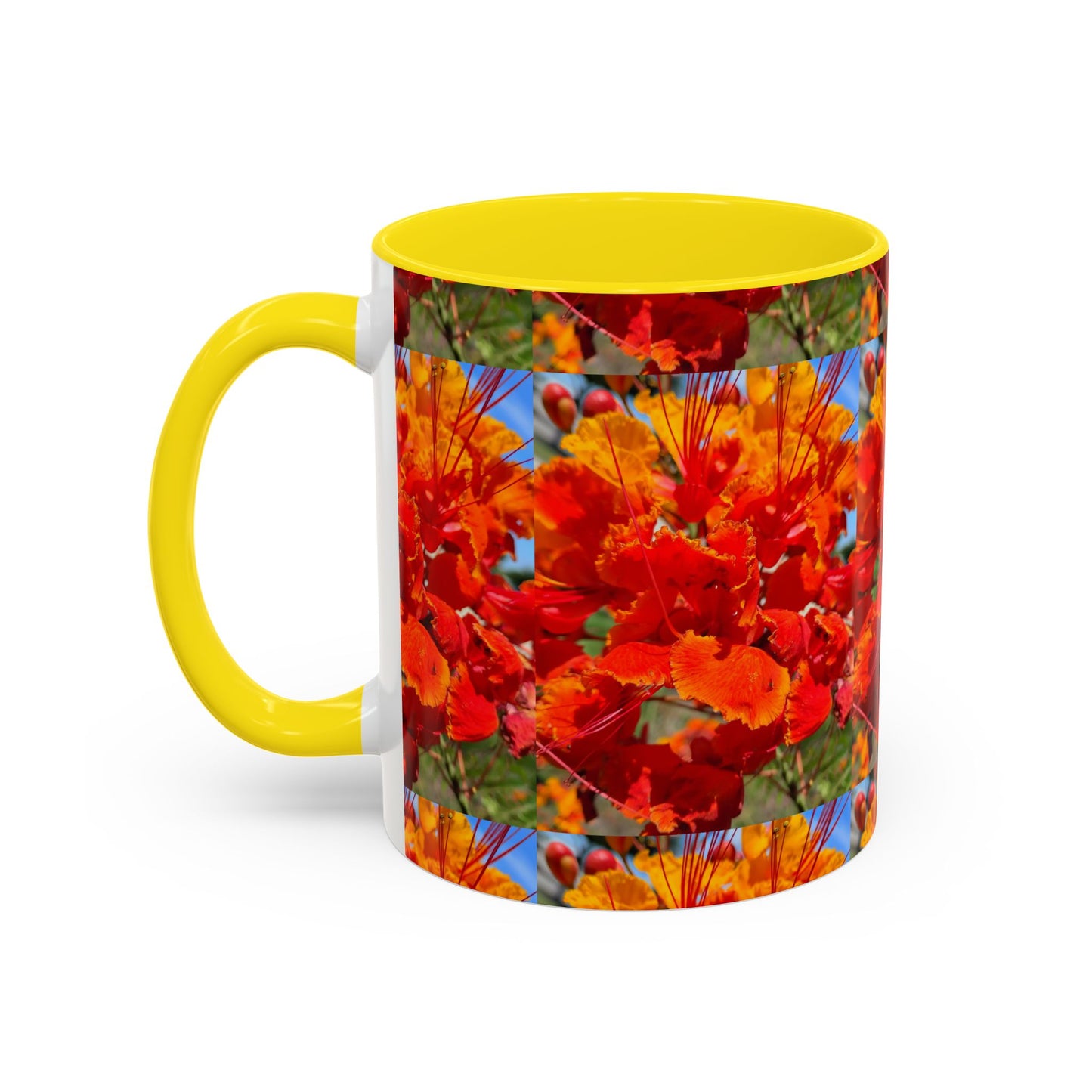 Orange Flowers Accent Coffee Mug 11 oz Great for Coffee Tea Milk Water Juice Ice Cream Soup