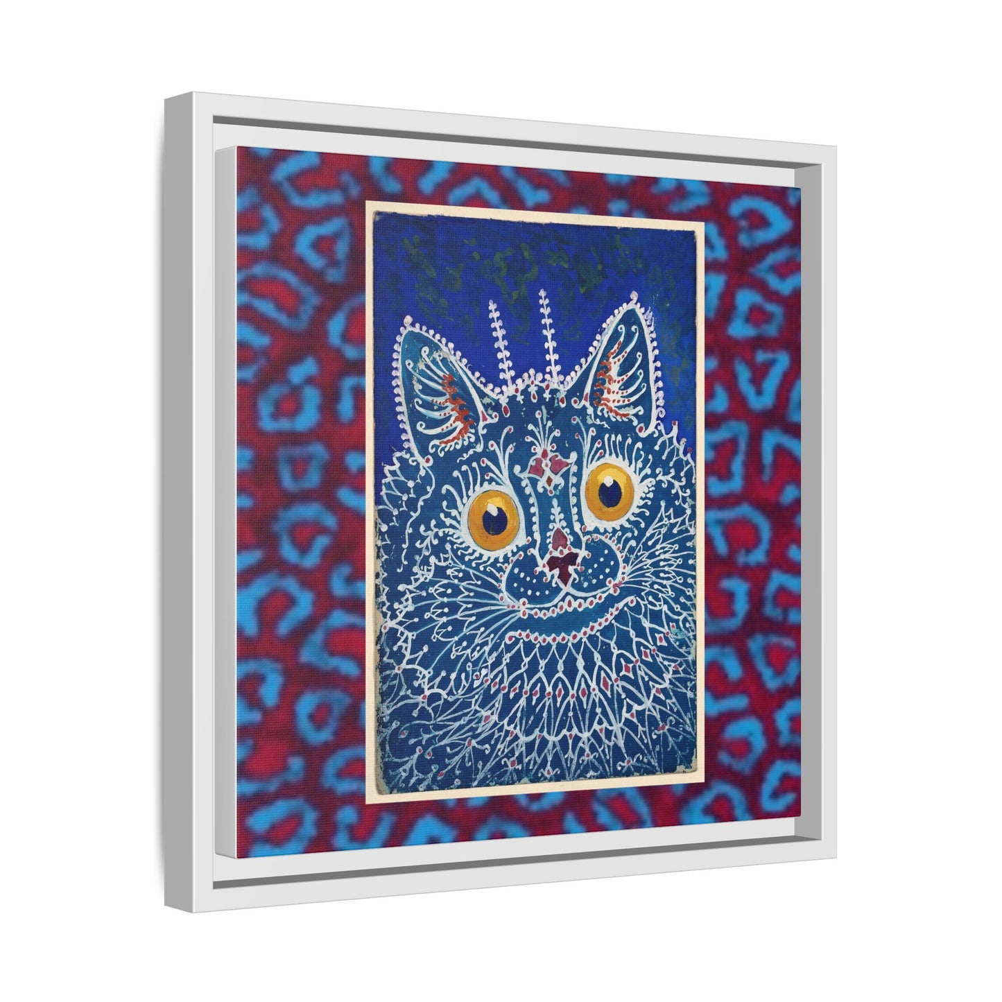 Colorful Cat Framed Matte Canvas Art - Whimsical Home Decor