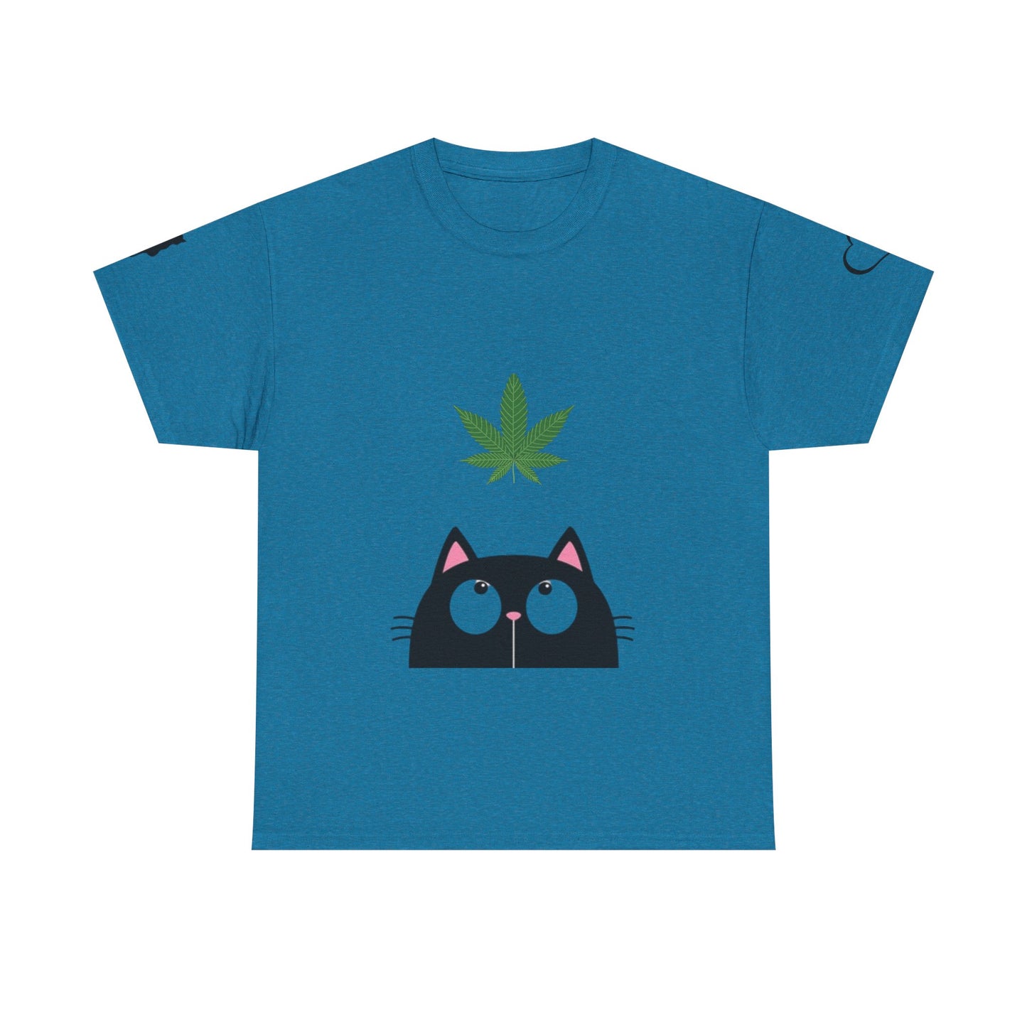 Funny Cat Looking at Marijuana Leaf  " I Love this T-shirt"