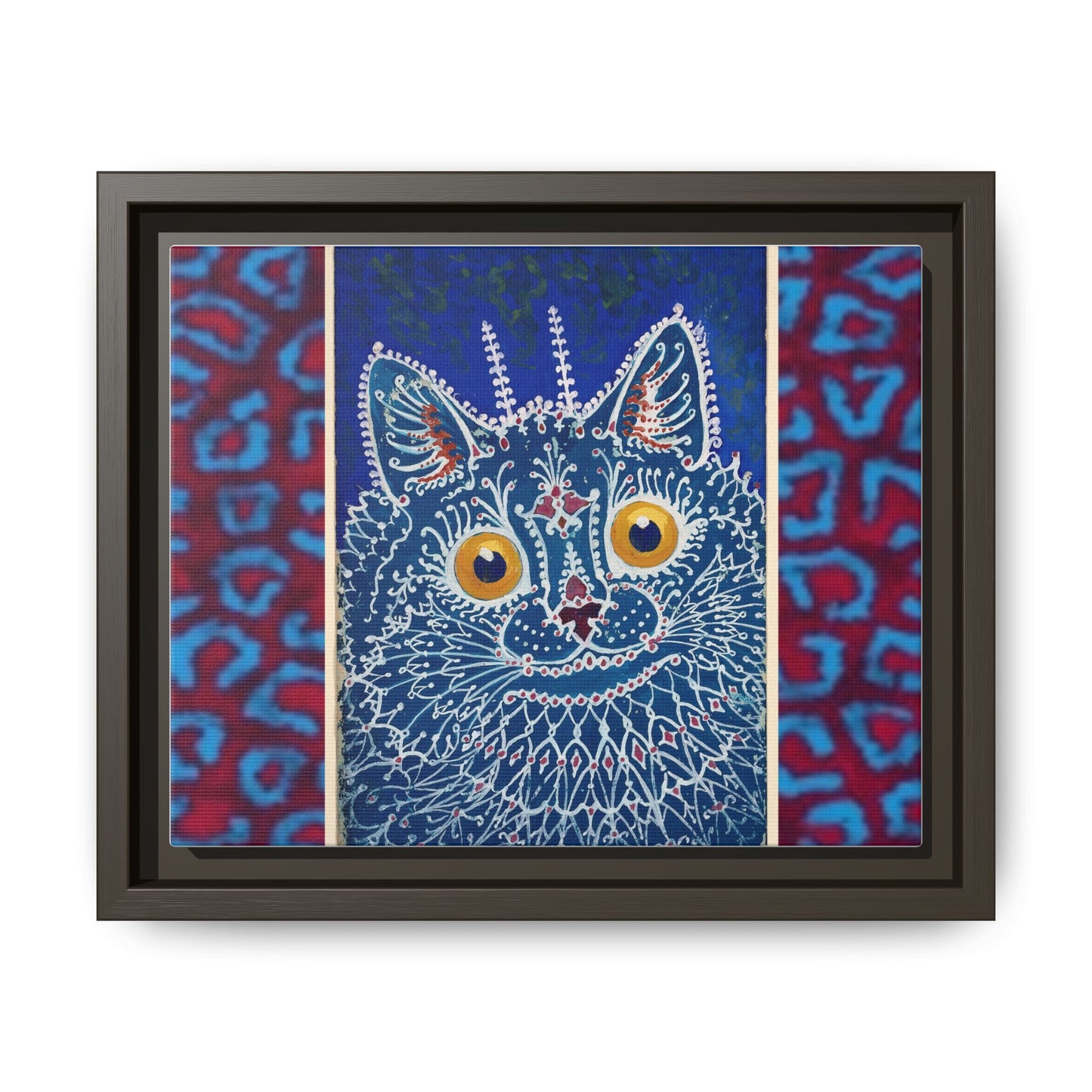 Colorful Cat Framed Matte Canvas Art - Whimsical Home Decor