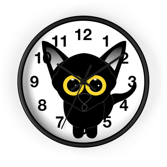 Wall clock Black Cat with Large Eyes