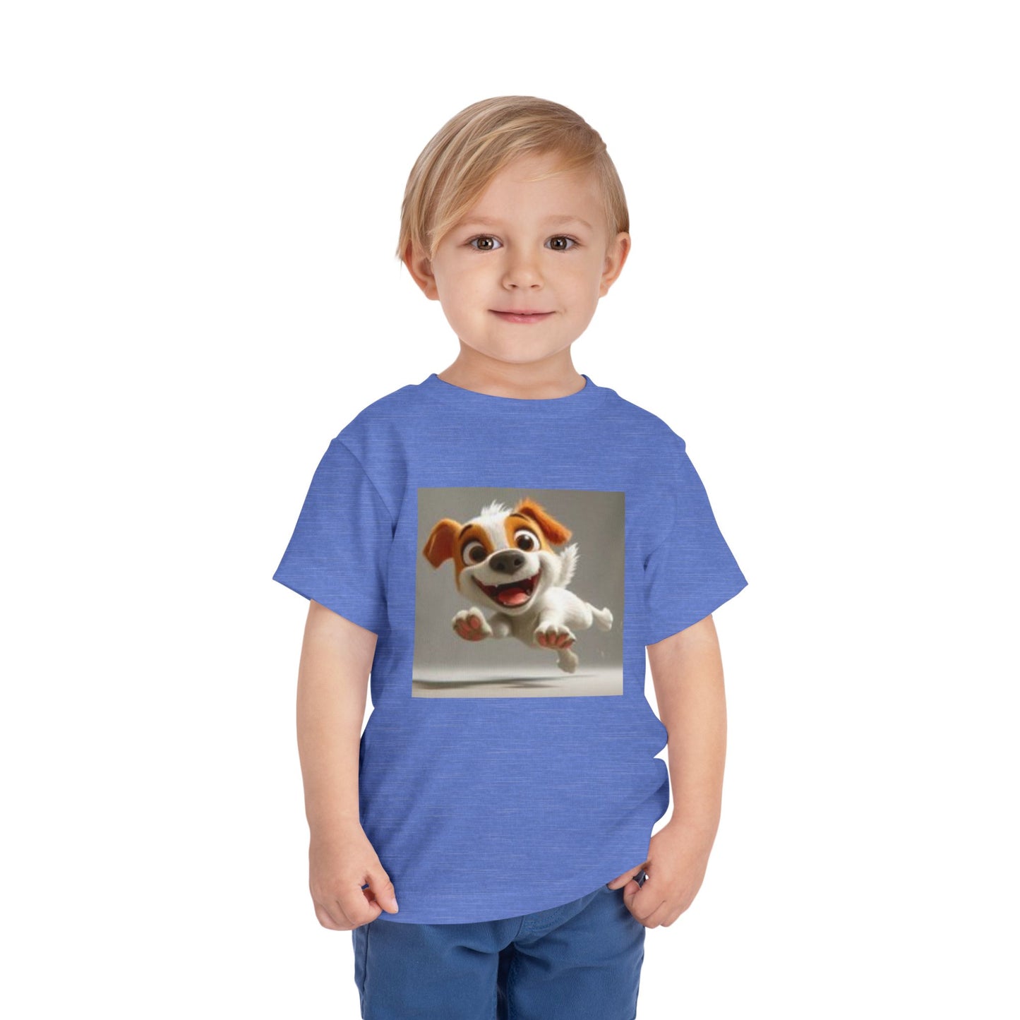 Cute Toddler Dog Jumping T-shirt & Heart, Adorable Kids T-Shirt, Pet Lover Gift, Animal Print Top, Birthday Outfit, Playwear for Toddlers