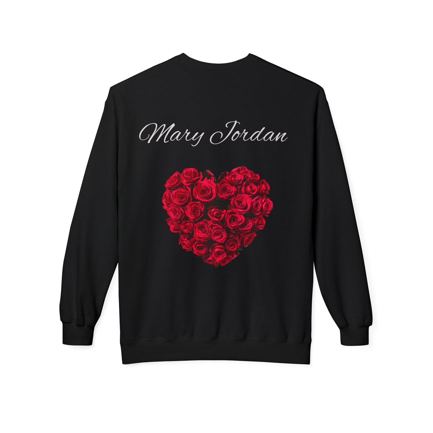 Mary Jordan with Pink Flower Heart Roses Sweatshirt | Unisex Fleece Crewneck | Perfect Gift for Birthdays, Holidays, Couples, Family, Friends