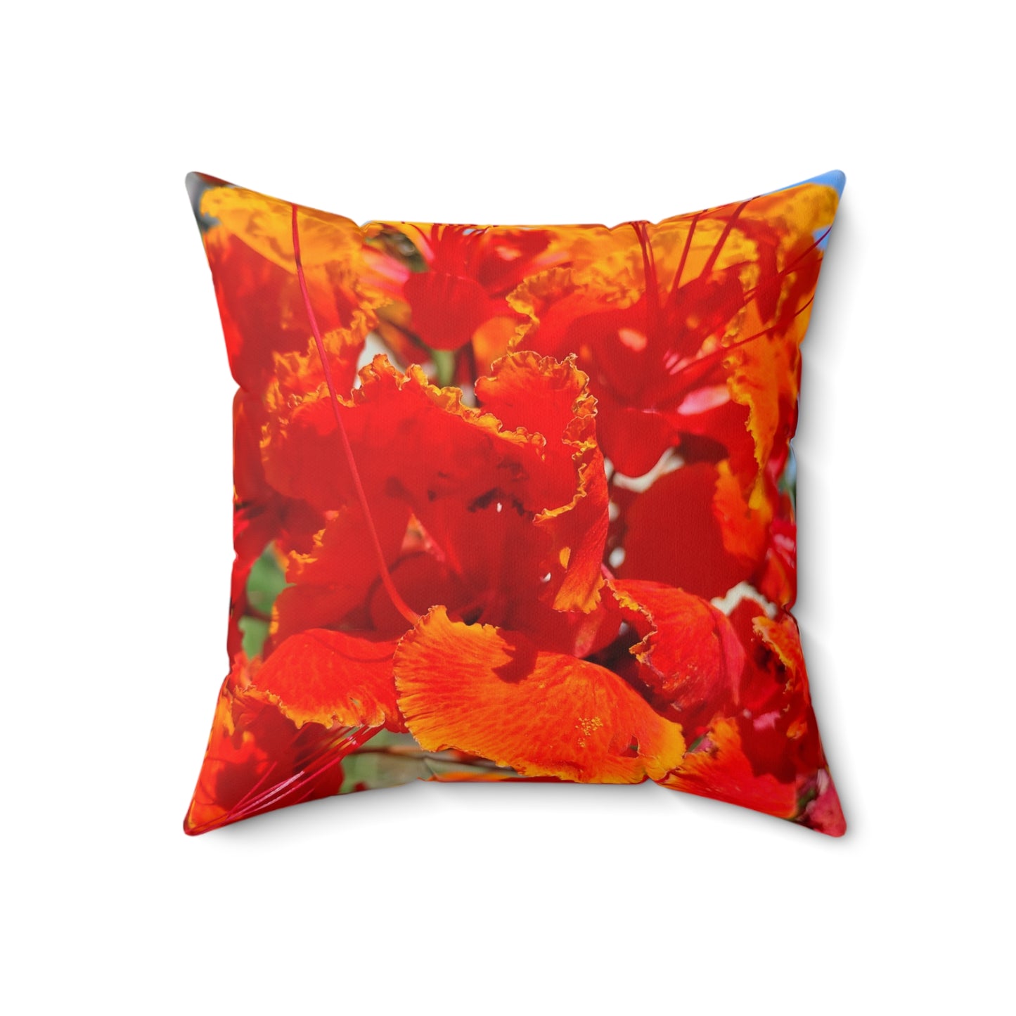 Vibrant Orange Flowers Square Pillow