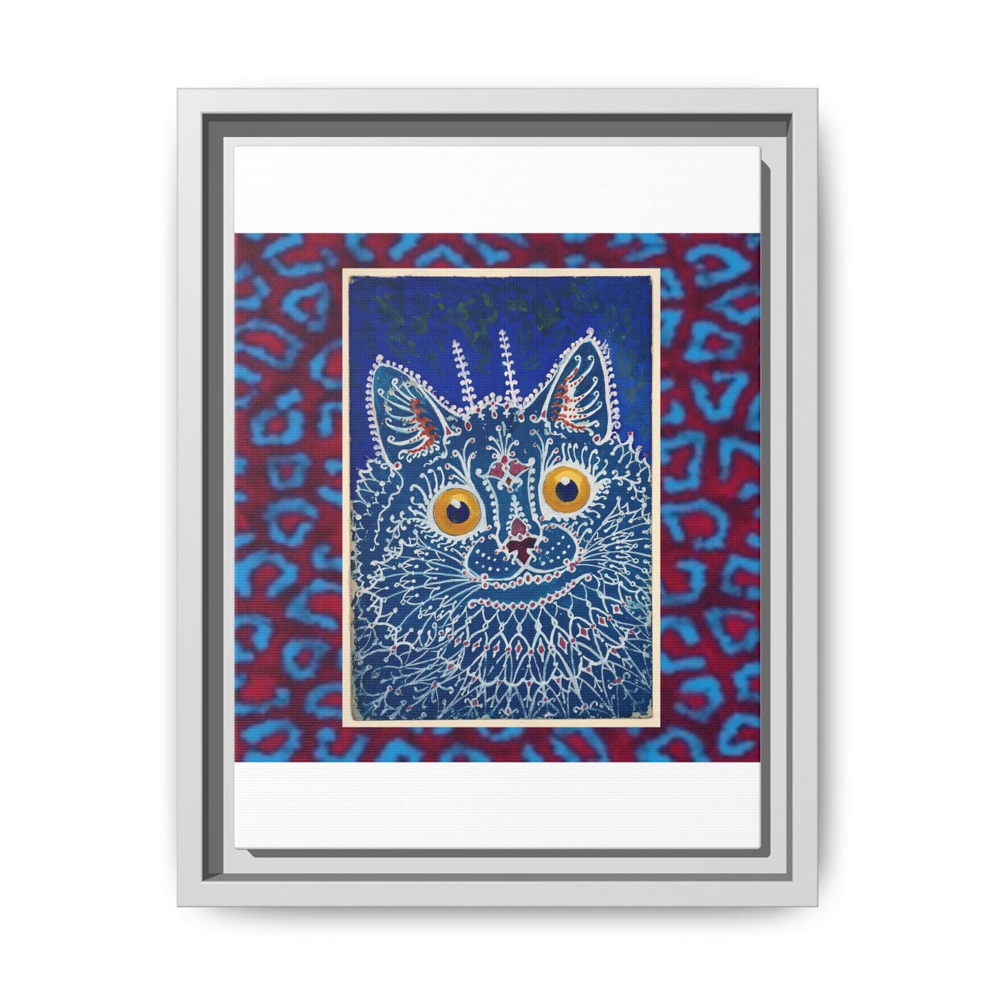 Colorful Cat Framed Matte Canvas Art - Whimsical Home Decor
