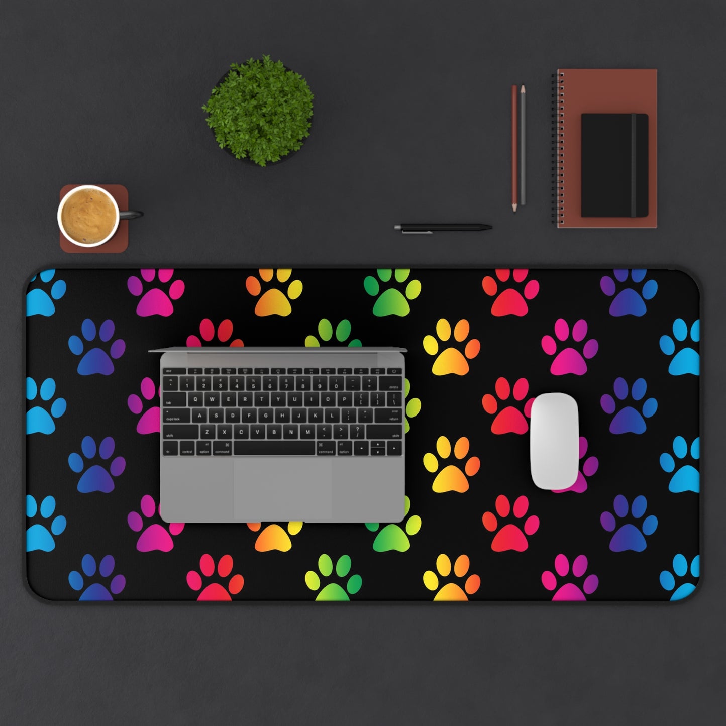 Colorful Paw Print Desk Mat - Perfect for Pet Lovers