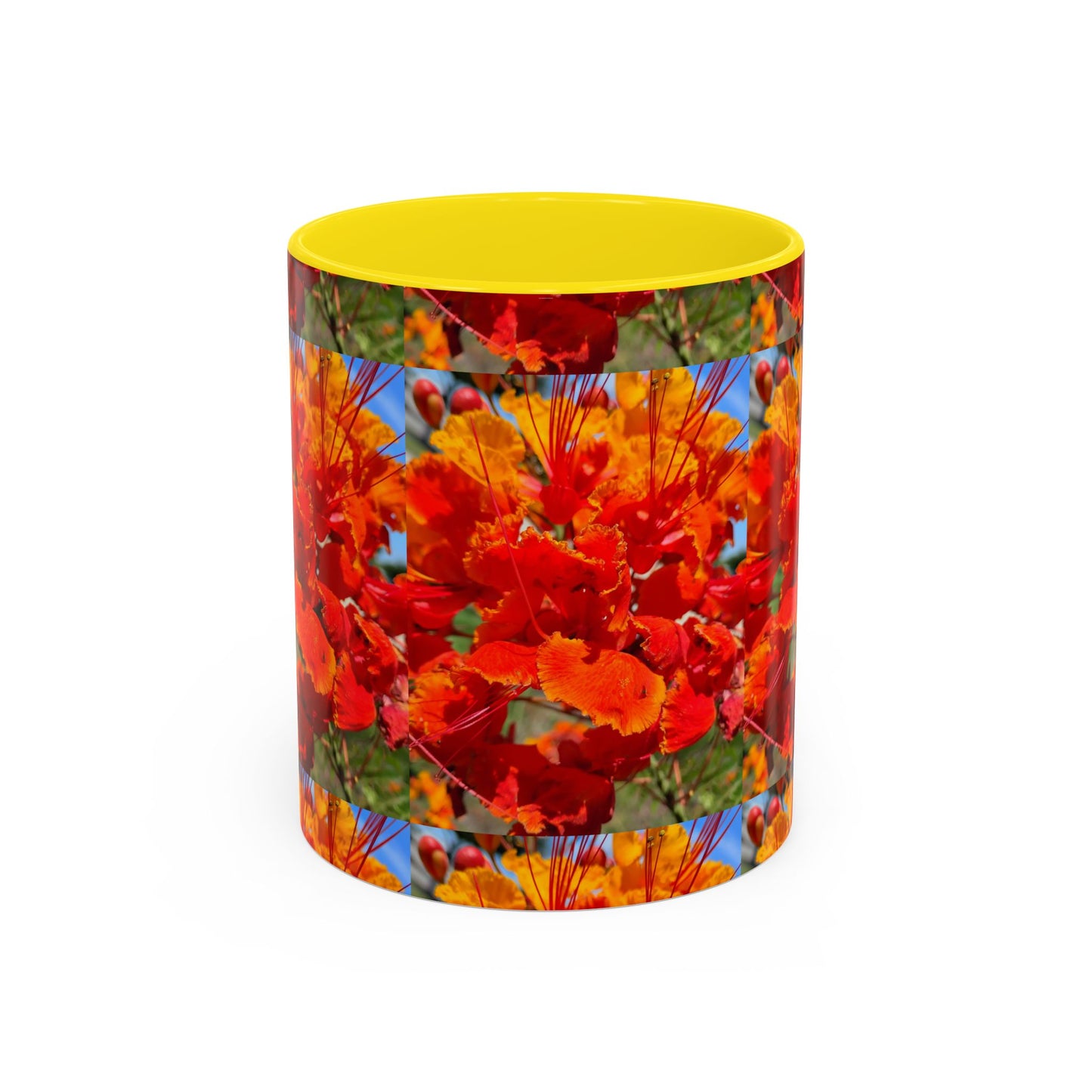 Orange Flowers Accent Coffee Mug 11 oz Great for Coffee Tea Milk Water Juice Ice Cream Soup