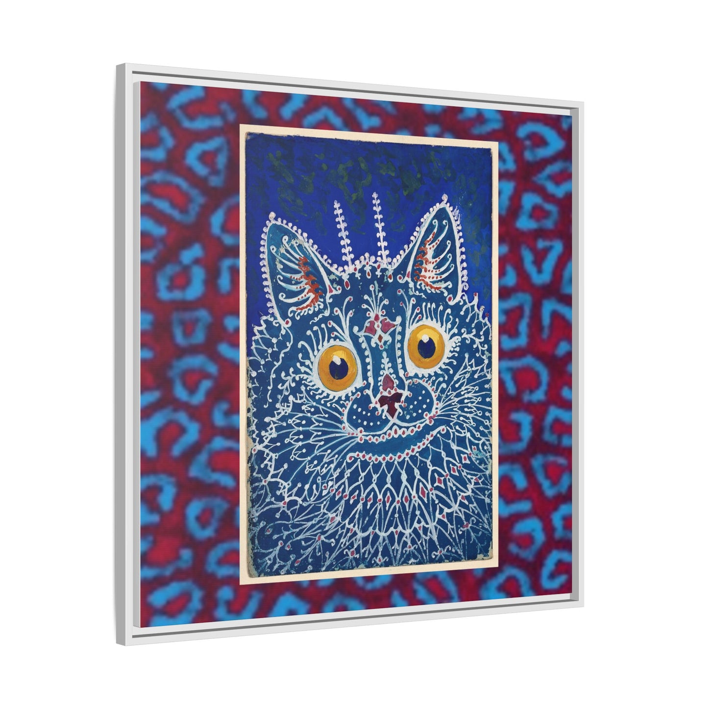 Colorful Cat Framed Matte Canvas Art - Whimsical Home Decor