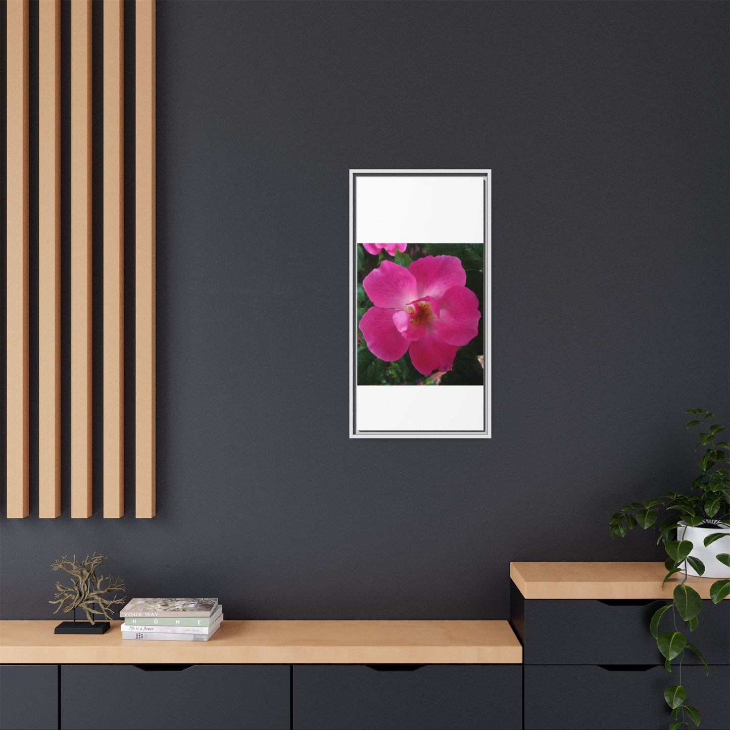 Framed Floral Canvas Art Print | Vibrant Pink Flower Decor, Wall Art for Home, Gift for Her, Mother's Day, Birthday