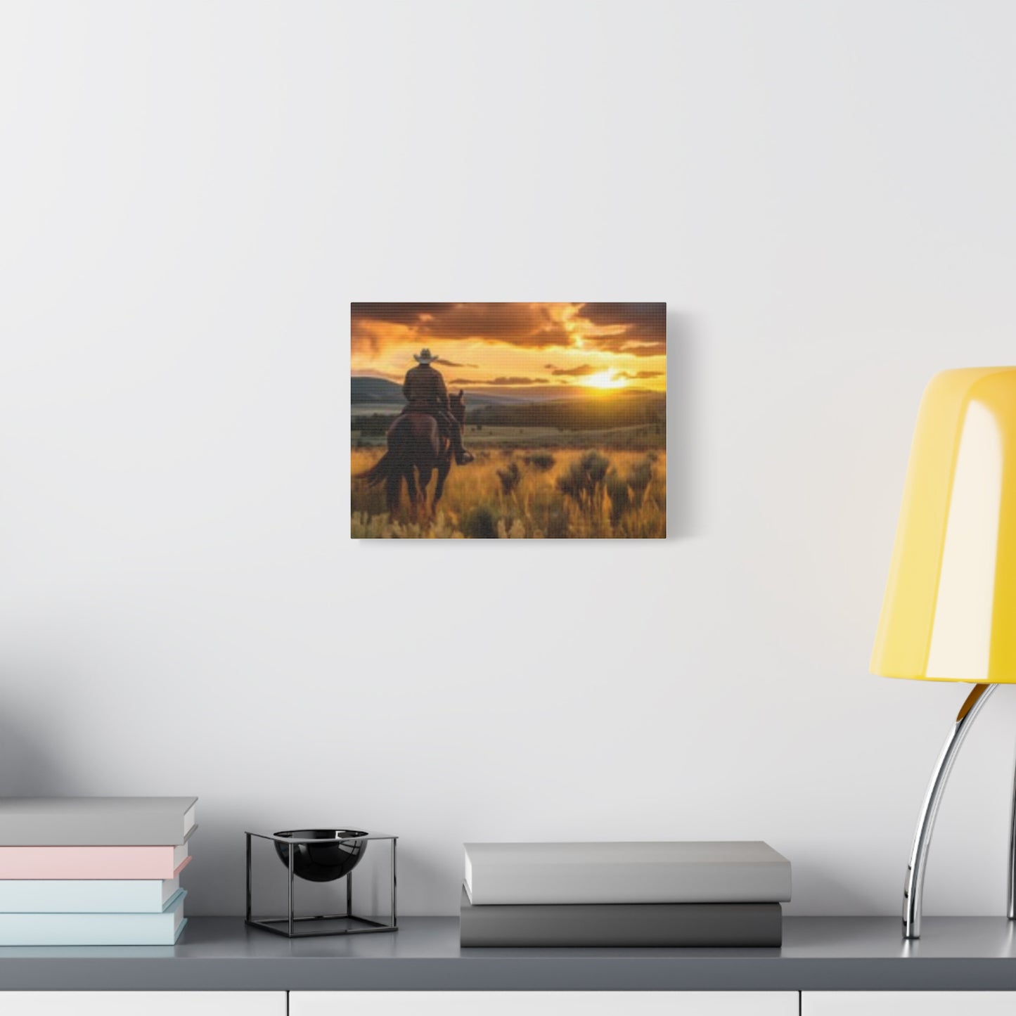 Framed Wall Art - Cowboy Sunset Canvas Print {Wild Wild West}