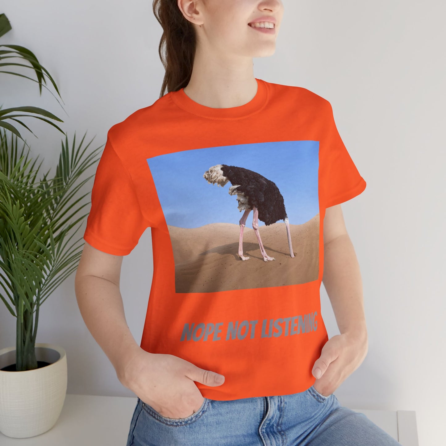 Camiseta avestruz no, no escucho