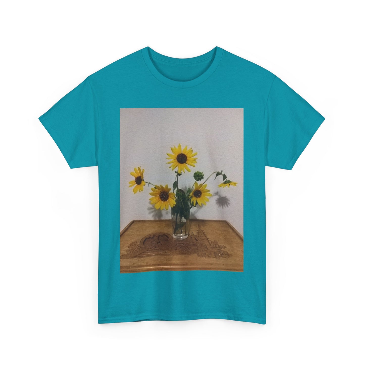 Sunflower Bouquet Unisex Heavy Cotton T-shirt, Floral Tee, Gift for Nature Lovers, Casual Wear, Summer Fashion, Eco-Friendly Shirt