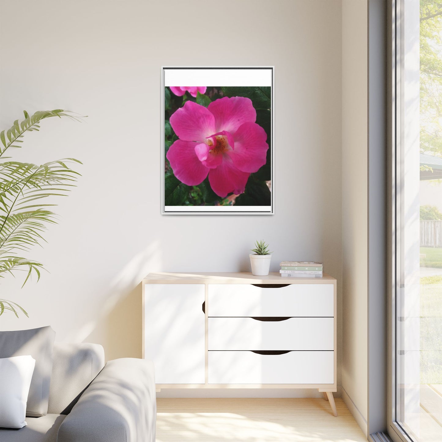 Framed Floral Canvas Art Print | Vibrant Pink Flower Decor, Wall Art for Home, Gift for Her, Mother's Day, Birthday