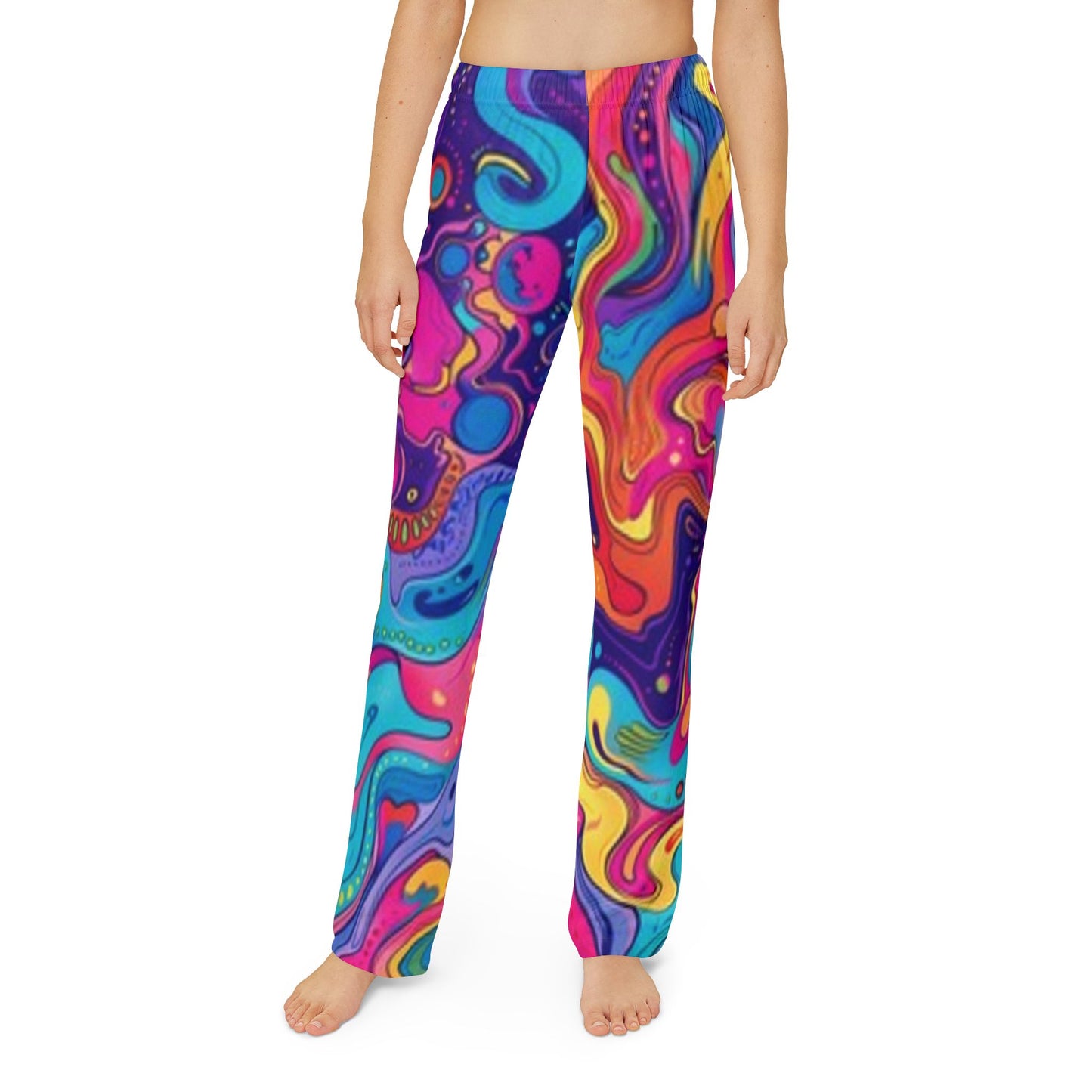 Pantalones de estar por casa para niños de colores vibrantes: diseño de remolino para mayor comodidad y diversión.