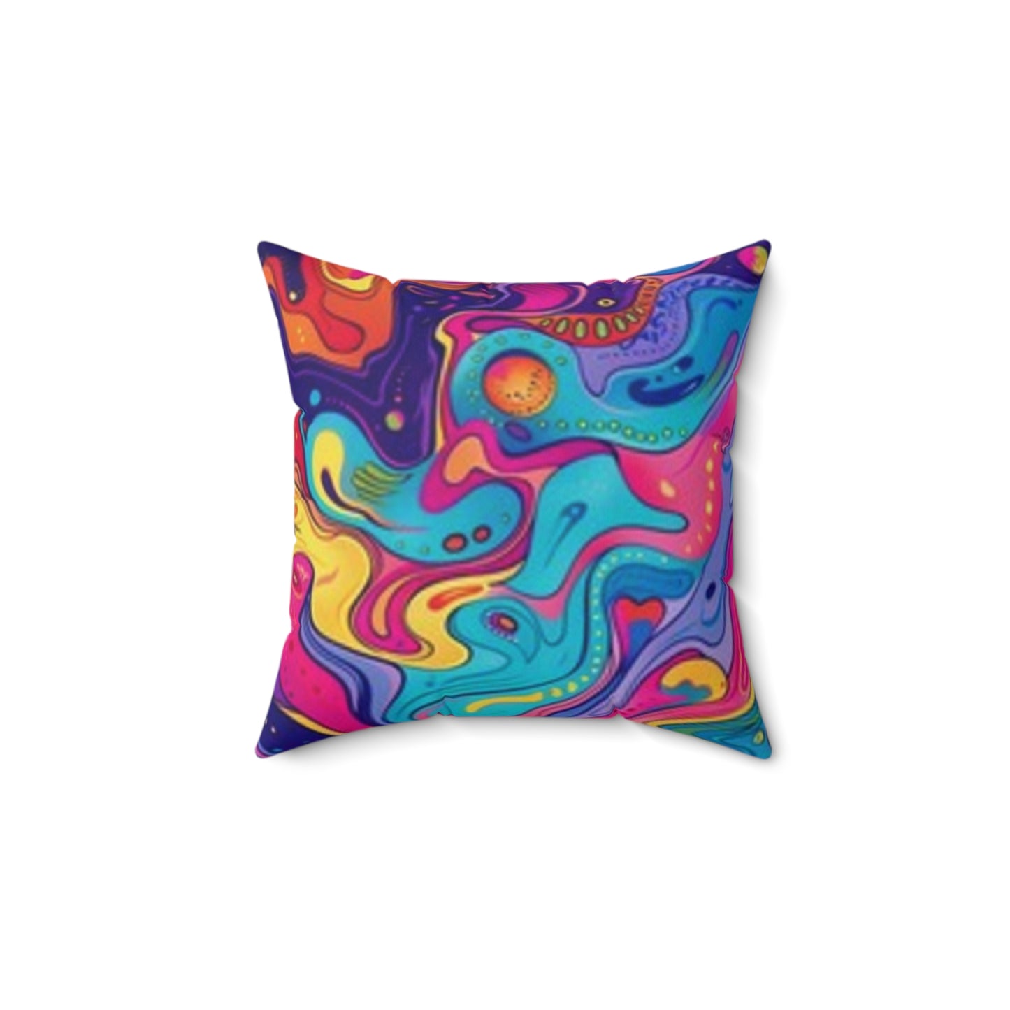 Vibrant Abstract Art Pillow - Colorful Spun Polyester Decorative Cushion