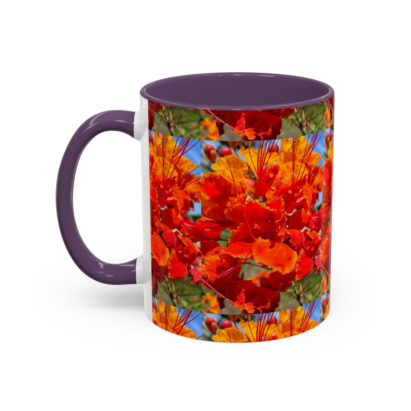 Orange Flowers Accent Coffee Mug 11 oz Great for Coffee Tea Milk Water Juice Ice Cream Soup