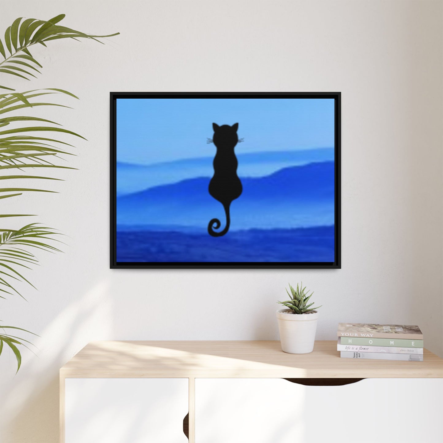 Framed Cat Silhouette Art Print, Wall Decor, Cat Lover Gift, Home Office Art, Pet Memorial