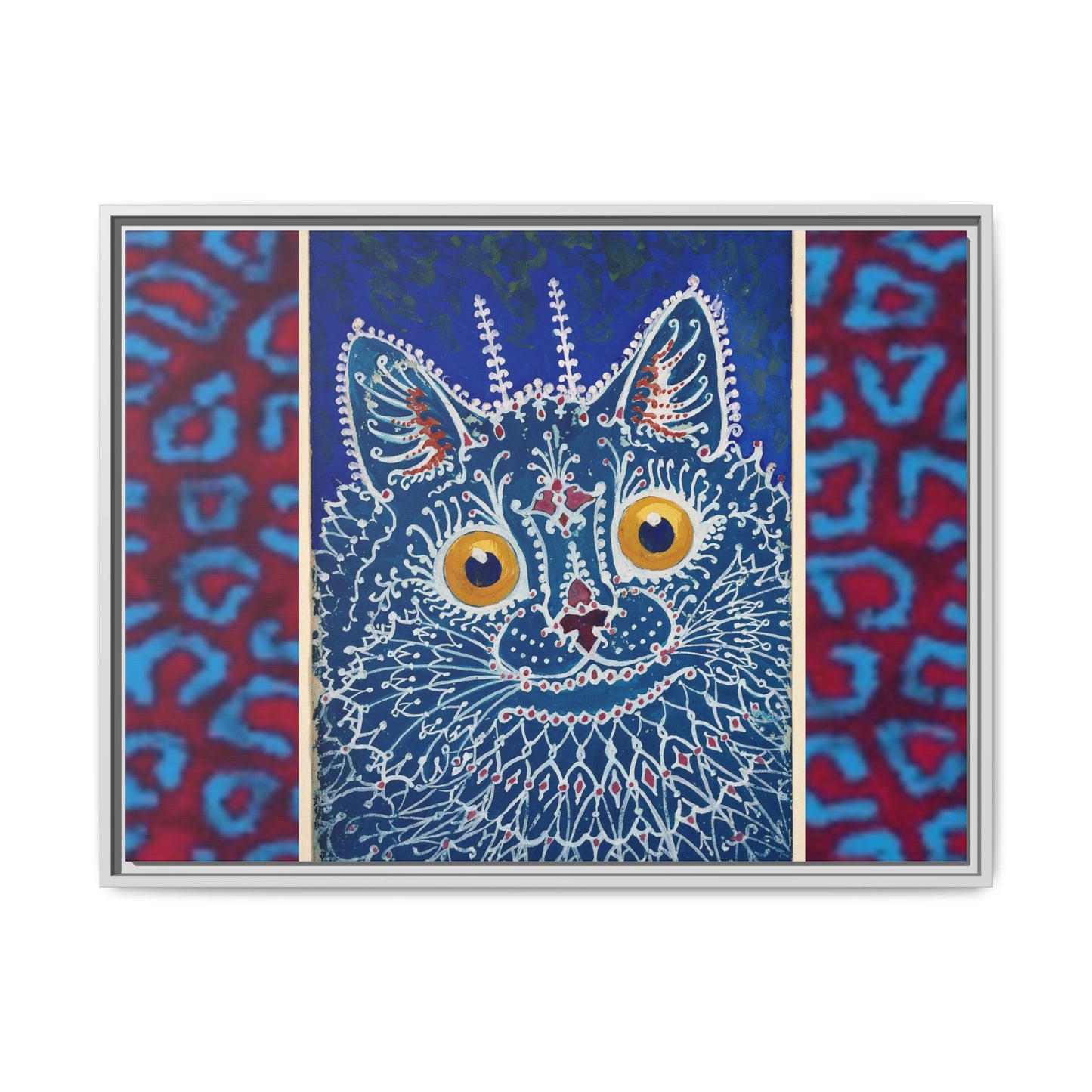 Colorful Cat Framed Matte Canvas Art - Whimsical Home Decor