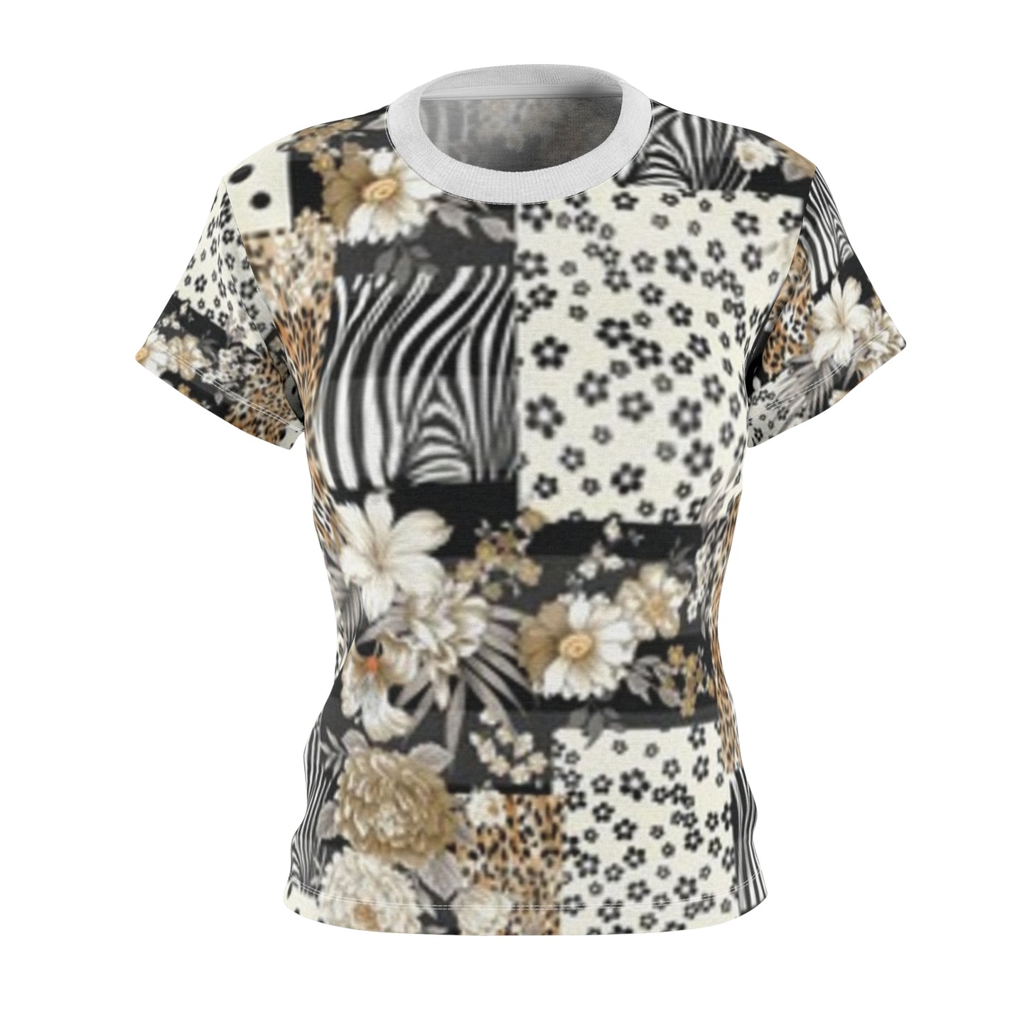 Bohemian Floral Patchwork Tee for Creative Women - Stylish Casual Pj